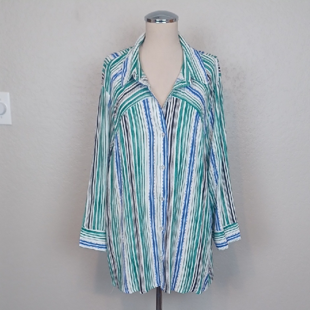Adrienne Vittadini Button Down Blouse Size 2X NWT